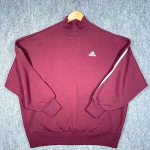 Adidas Sweatshirt Mens M‎ Burgundy Pullover Long Sleeve Mock Neck Active #AB443